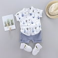 thumbnail image 2 of Gerichy Toddler Outfits for Boys Baby Boy Easter Outfits 6 12 18 24 Months 2T 3T 4T Toddler Boys Summer Clothes Short Sleeve Truck Embroidery T-Shirt + Striped Shorts 2Pcs Set, 2 of 3