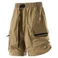 thumbnail image 3 of Homeyce Mens Cargo Shorts Multi Pocket Elastic Waistband Short Pants Drawstring Ripstop Straight Leg Camo Cargo Short Outdoor Casual Camo Hiking Work Casual Pants,Brown XL, 3 of 4