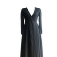 thumbnail image 3 of Robe de Soirée pour Femme Unie à Manches Longues, Col en V, Drapée, Longueur au Sol, Robe Aguichant Formelle pour Dames, Robe de Fête/Boîte de Nuit, Rouge Vin, Taille M, 3 of 4