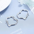 thumbnail image 2 of Amy and Annette 18K White Gold Plated Heart Hoop Earrings, 2 of 4