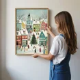 thumbnail image 6 of Retro Winter Village Poster Printable Whimsical Pastel Christmas Wall Art Snowy, Matte Canvas Stretched, Posters for Room Bedroom Living Room Bathroom Wall Decor, Posters & Art Prints, Gift., 6 of 7