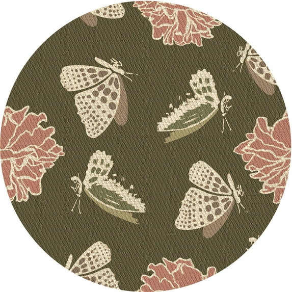 Ahgly Company Machine Washable Indoor Round Transitional Bullet Shell Brown Area Rugs, 6' Round
