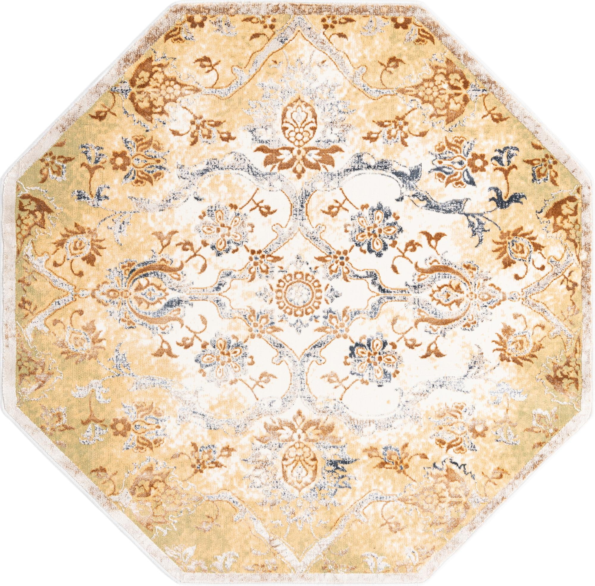 Highbury Collection Rug 5 Ft Octagon Yellow MediumPile Rug