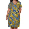 thumbnail image 2 of Vestido holgado con bolsillos para mujer mono de verano azul dorado, 2 of 6