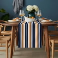 thumbnail image 2 of Orange Navy Blue Striped Table Runner - 48 Inch Long, Kitchen Dining Table Runner Dresser Scarves, Gradient Horizontal Lines Farmhouse Decor for Coffee Tables Wedding Party Banquet, 2 of 8