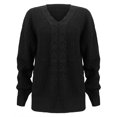 thumbnail image 5 of Apepal Sweaters for Women Women's Sweater Casual Long Sleeve V Neck Solid Loose Chunky Knit Pullover Tops Fall Sweaters for Women Black 2XL, 5 of 6