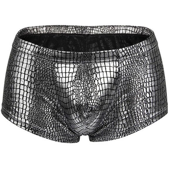 Honeeladyy Summer ice silk men's underwear Men's Underwear Men's Boxers Fishscale Imitation Leather Double - Ding Underwear Attractive