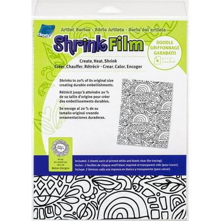 Artist Series Printed &amp; Clear Shrink Film 8.5"X11" 4/Pkg-Doodle ...