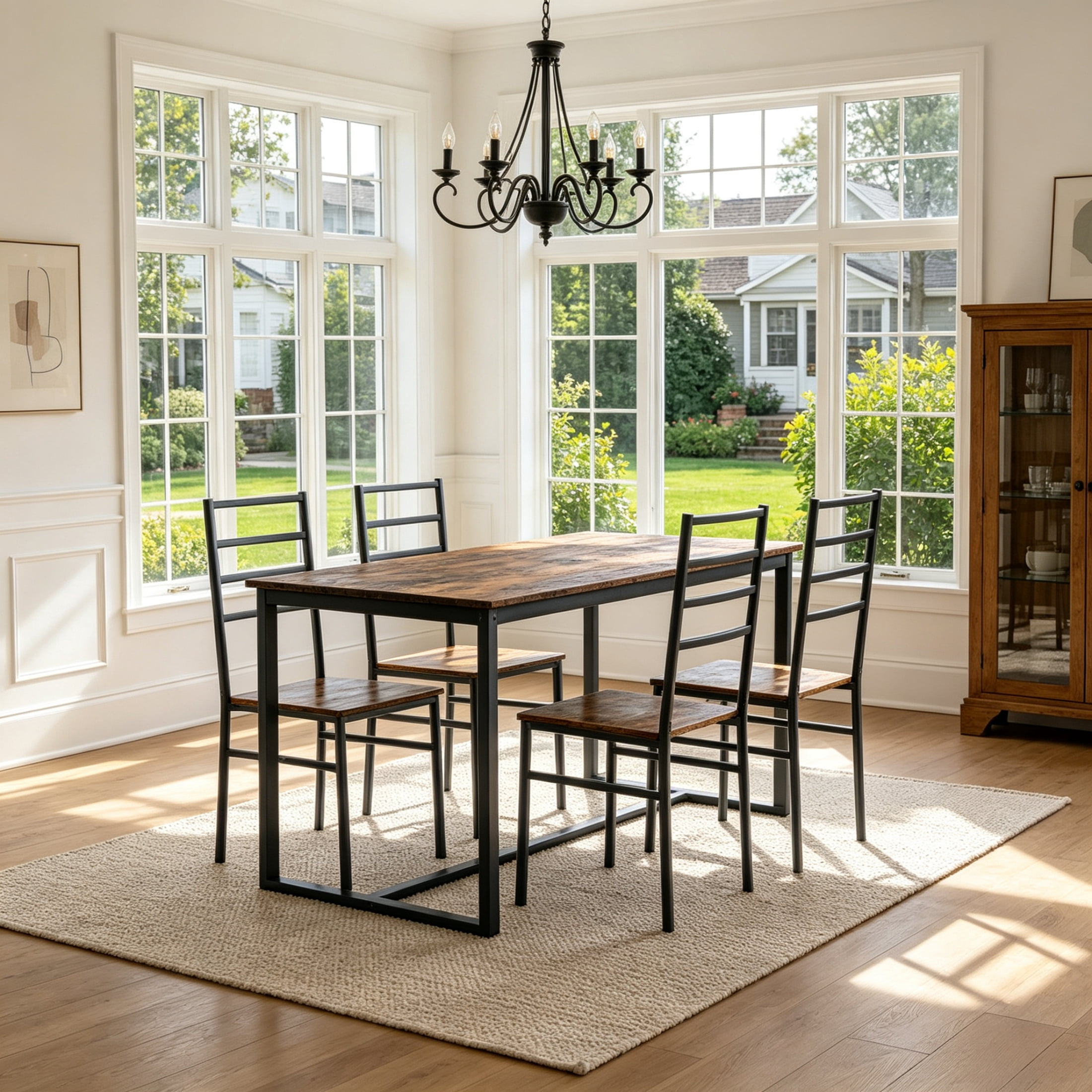 Vinform 5-Piece Dining Table Set, Wood Dining Table with 4 Chairs for Small Home and Kitchen