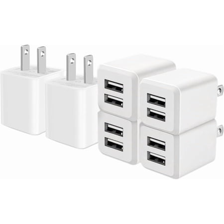 JJEAN-USB Wall Charger Dual Port Cube Power Adapter Charger Plug Block Charging Box Dual Port Wall Fast Charging Adapter Compatible for i Phone 14 13 12 11 Light White