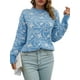 thumbnail image 2 of VISgogo, suéter de punto esponjoso para mujer, primavera, informal, estampado de estrellas, suelto, manga larga, cuello redondo, pulóver, Tops, ropa de calle VISgogo moda, 2 of 7