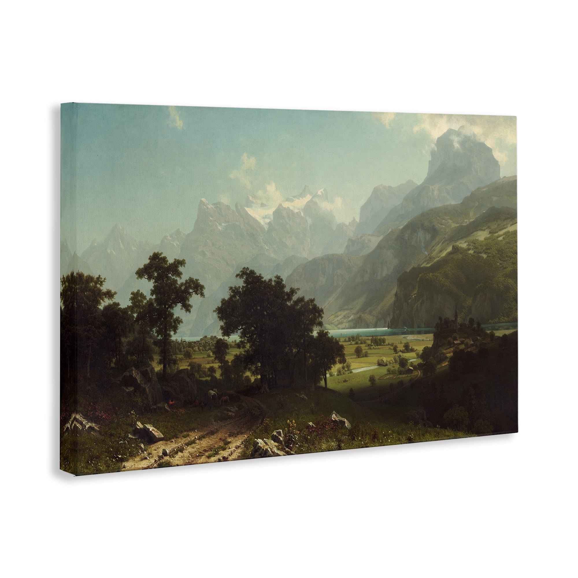 Stupell Industries Classical Bierstadt Lake Lucerne Landscape & Nature Painting Wrapped Canvas Art Print Wall Art, 24 x 16