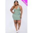 thumbnail image 6 of Ribbed Split Neck Tank Mini Dress in Plus Size, 6 of 9