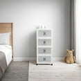 thumbnail image 3 of Stackable Storage Bin with Wheels Wardrobe Organiser Plastic Organization and Foldable Cabinet Closet Organizer Kitchen Containers Doors for Living Room Home Dorm Essentials (4 Layers), 3 of 9