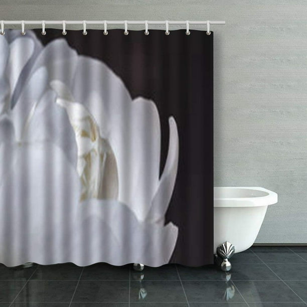 Artjia White Peony Flower On Dark Brown Peonies Shower Curtains Bathroom Curtain 66x72 Inch Com Artjia White Peony Flower On Dark Brown, Dark Brown Shower Curtain