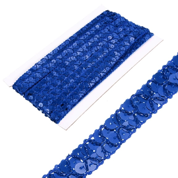 Uxcell 0.6 Inch x 7 Yards Sequins Trim Flat Sequin Paillette Ribbon Strip for Crafts, DIY Sewing Costume Dark Blue