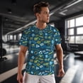 thumbnail image 3 of Wukai Modern Excavator Print Men's Short-Sleeved Mesh T-Shirt,Quick-Dry Short Sleeve Workout T-Shirt-4X-Large, 3 of 8