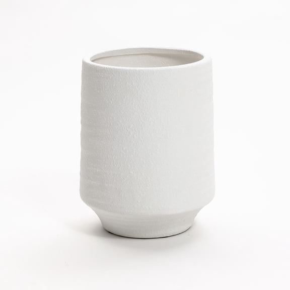LuxenHome White Terracotta 12-Inch Tall Indoor and Outdoor Cylinder Vase
