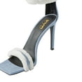 thumbnail image 3 of XYD Women Gaceful Ankle Strap Square Open Toe Sandals Stiletto High Heel Back Zipper Party Fuzzy Dressy Shoes Size 6 Blue, 3 of 4