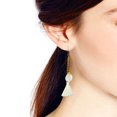 thumbnail image 4 of AeraVida Trendy White Seashell and Brass Chain Tassel Dangle Earrings, 4 of 4