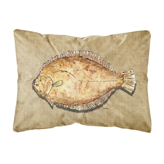 Carolines Treasures 8821PW1216 Flounder Canvas Fabric Decorative Pillow, 12H x16W, multicolor