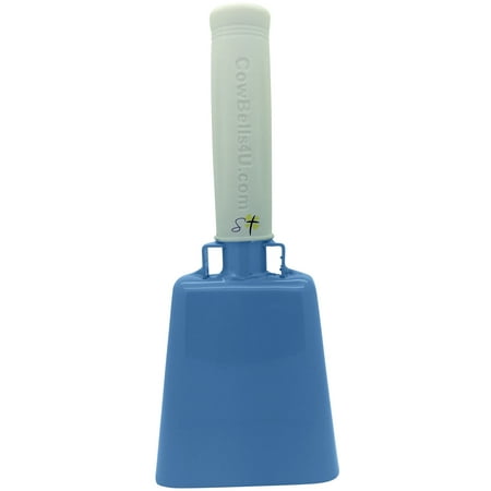 8.6 inch carolina blue bell white handle cowbell with stick grip handle used for cheering at sporting events - cow bell by stewart trading