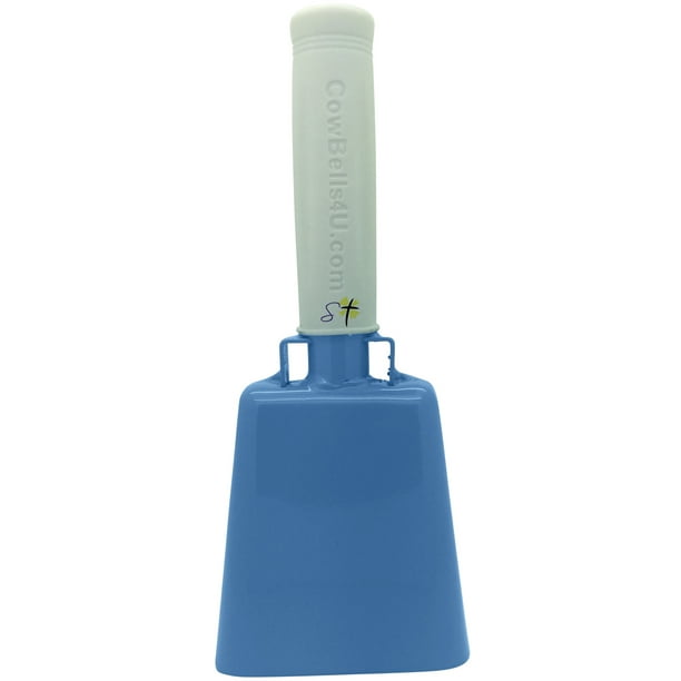 8.6 inch carolina blue bell white handle cowbell with stick grip handle