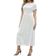 thumbnail image 2 of Women's Velvet Short Sleeve Dresses Loose Plain Casual Long Maxi Dresses for Women White XL, 2 of 7