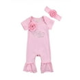 thumbnail image 1 of xiaxaixu Filles Romper avec Bandeau, Body Manches Courtes, Combinaison + Couvre-Chefs, 1 of 7