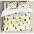 thumbnail image 1 of Colorful King Size Duvet Cover Set, Retro Style Colorful Big and Small Water Drops Rain Inspired Lovely Cute Pattern, Decorative 3 Piece Bedding Set with 2 Pillow Shams, Multicolor, by Ambesonne, 1 of 3