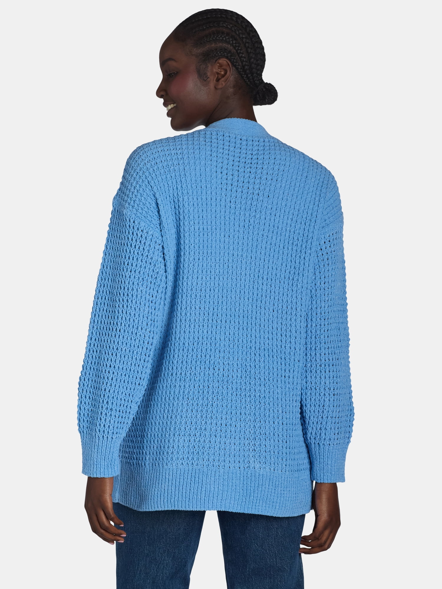 Time and Tru Women's Chenille Cardigan Sweater, Midweight, Sizes XS-XXXL