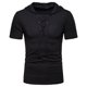 thumbnail image 1 of Ceisia Men's Slim Fit Short Sleeve Hooded Top Ribbed Texture Lace-Up Design Spring Summer Shirt Gift, 1 of 7