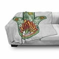 thumbnail image 3 of Hamsa Soft Flannel Fleece Throw Blanket, Middle Hamsa with Defense of Evil Eye Theme, Cozy Plush for Indoor and Outdoor Use, 50" x 70", Green Red, by Ambesonne, 3 of 6