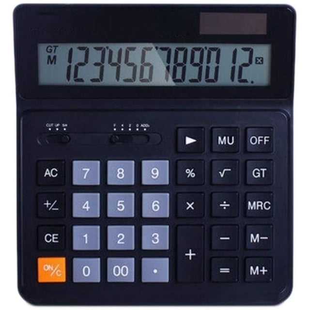 Business Office Calculator Calculator 12-Digit Solar Battery Basic Calculator, Solar Battery Dual Power Office Calculator with Large LCD Display and Large Buttons Financial Calculator