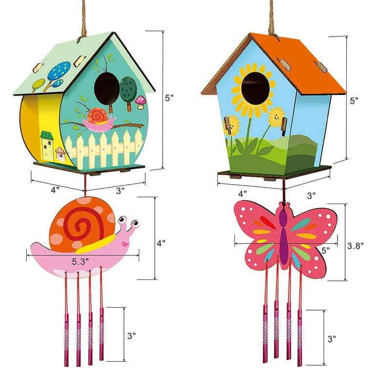  Toylink Wooden Arts and Crafts for Kids 4 Pack Bird Feeder &  Wind Chime Kit, STEM Painting Outdoor Toys Art Activities Crafts for Boys  Girls Age 3 4 5 6 7 8 : Toys & Games