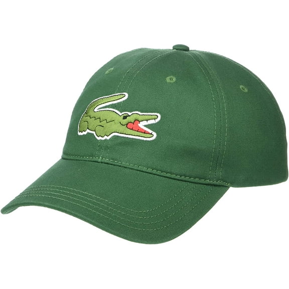 Lacoste Mens Big Croc Twill Adjustable Leather Strap Hat One Size Appalachan Green