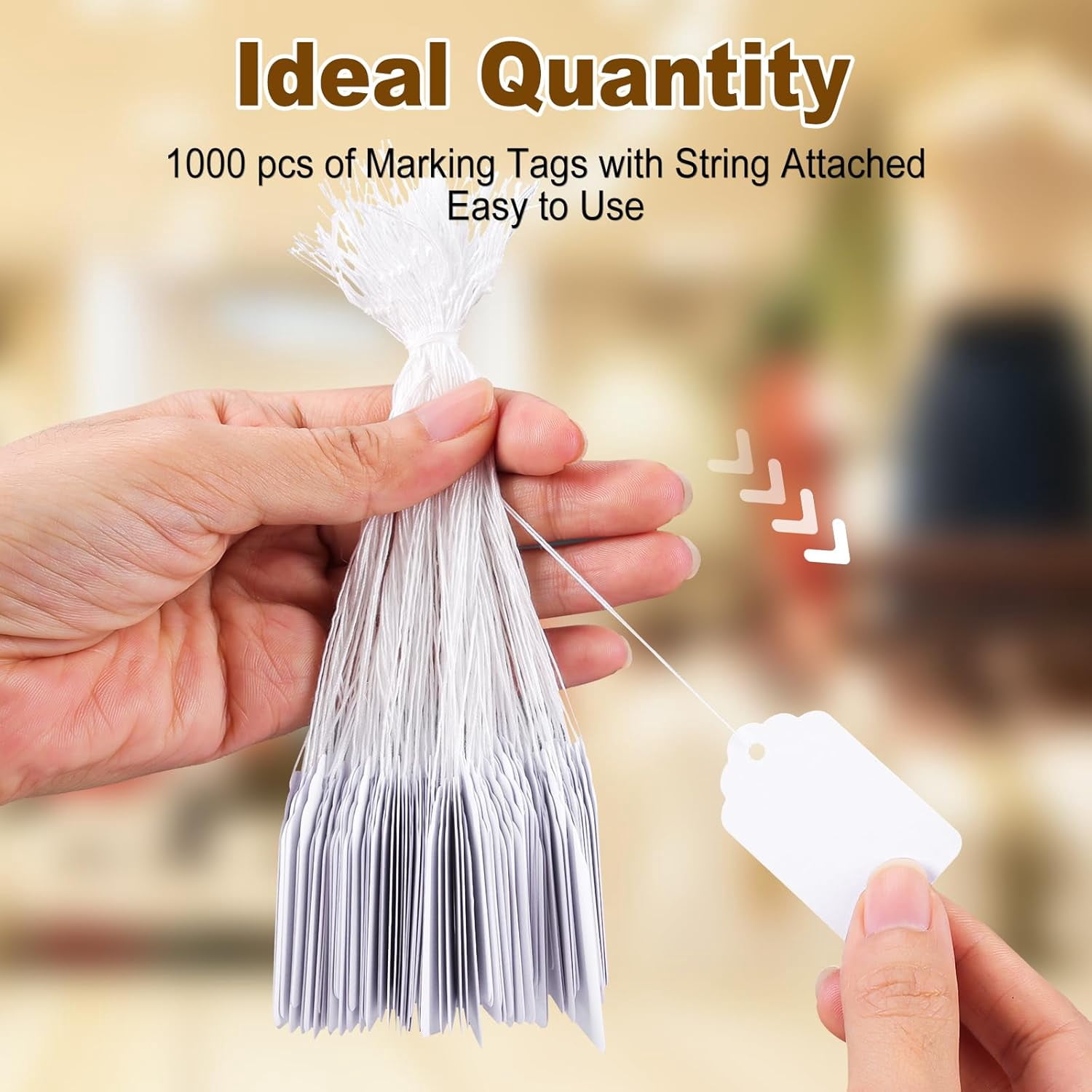 1000 PCS Price Tags with String, 1.77 x 1.1 inches Hang Tag with Strings Attached,for Yard/Garage Sale‘s Name Labels for Bags Clothes Jewelry,Price Labels for Retail