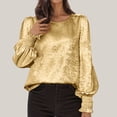 thumbnail image 2 of Women's Long Sleeve Tops, Casual Fashion Round Neck Blouse Solid Color Ruffle Shirt, Basic Tee for Fall Everyday Wear, Office Party Outfits, 2 of 7