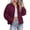 Burgundy, variant on Faux Suede Jacket Women Leather Lapel Zip Up Fall Outfits Button Down Long Sleeve Outerwear With Flap Pockets, Early Winter Coats, Motorcycle Jackets, Western Country Concert Outfits