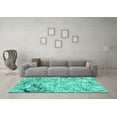 thumbnail image 3 of Ahgly Company Machine Washable Indoor Square Abstract Turquoise Blue Contemporary Area Rugs, 6' Square, 3 of 4