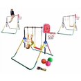 thumbnail image 2 of Kids Jungle 4-in-1 Kid Climb & Deluxe Swing Set Playground with Horizontal Bar, Trapeze Rings, Monkey Bars, Basketball Net Hoop & 3 Balls, Expandable & Foldable, 2 of 4