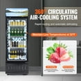 thumbnail image 5 of KFFKFF Commercial Display Fridge, 6.8 Cu.Ft / 195L, Beverage Cooler with Glass Door, Upright Refrigeration Unit with 3 Adjustable Shelves, Includes Customizable Lightbox, 5 of 9