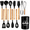 black, variant on YANWEN 12-Piece Food Grade Silicone Kitchen Utensil Set with Heat Resistant Wooden Handles and Storage Holder