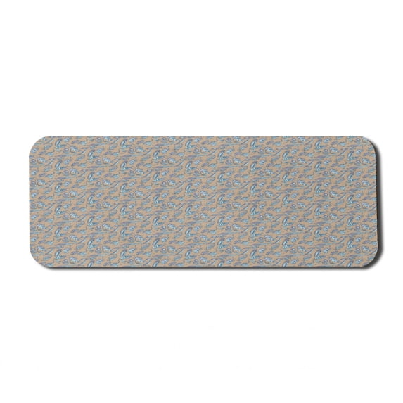 Bohemian Computer Mouse Pad, Hipster Scenery with Ornamented Feathers and Beads, Rectangle Non-Slip Rubber Mousepad Large, 31" x 12" Gaming Size, Tan Multicolor, by Ambesonne