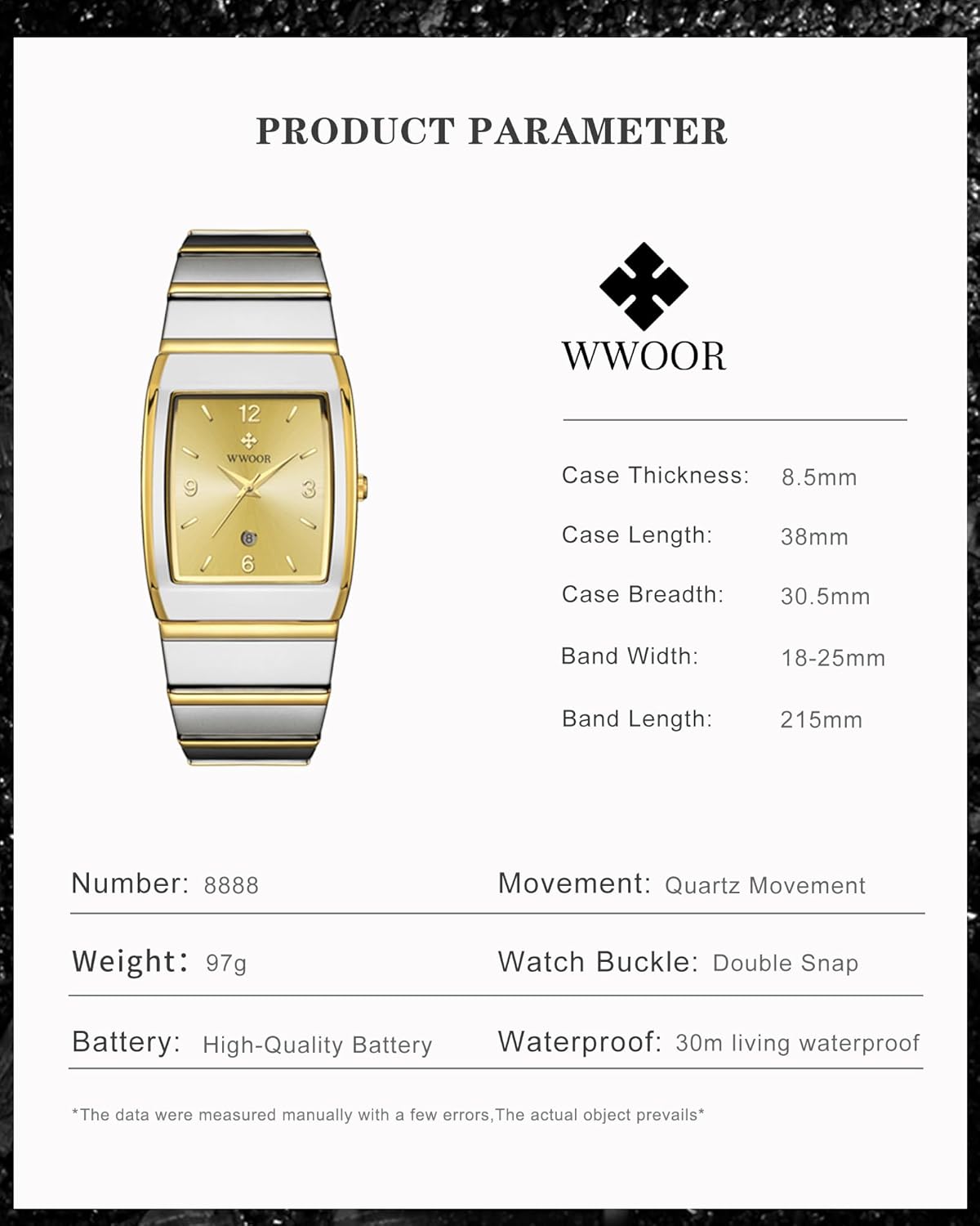 Square Watch for Men and Women - Stainless Steel With Date - Casual Men's Watches