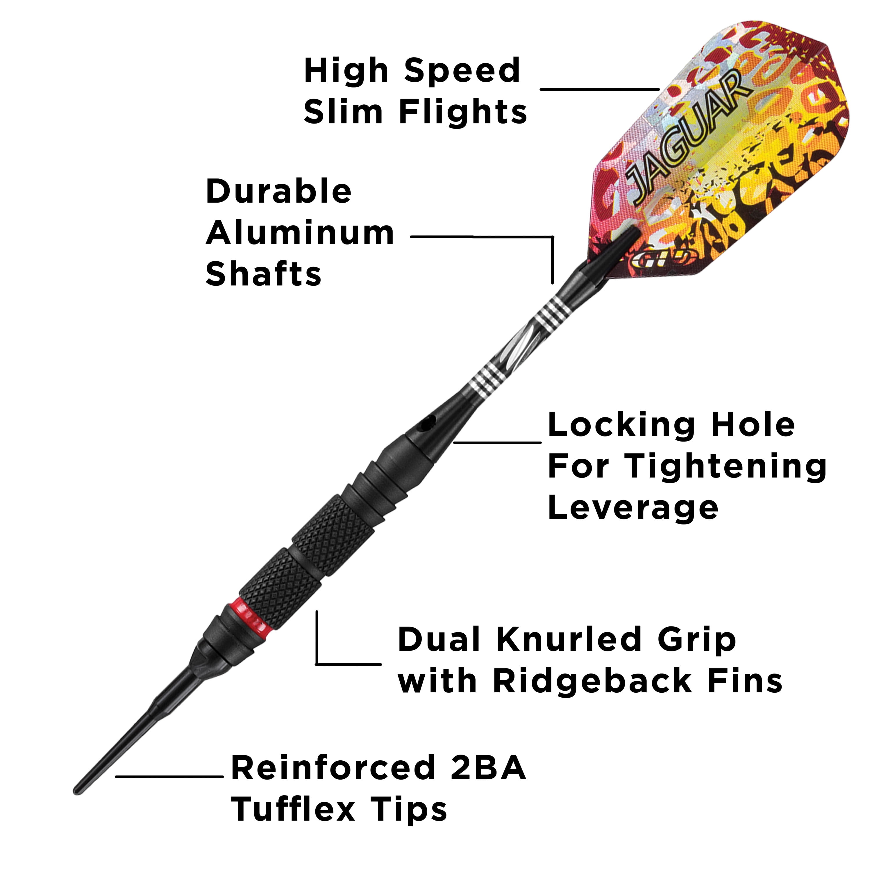 Viper Jaguar 80% Tungsten Soft Tip Darts - 18 Gram Set With Aluminum Case