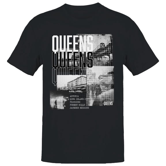 Queens NYC Neighborhoods Men's Black T-shirt