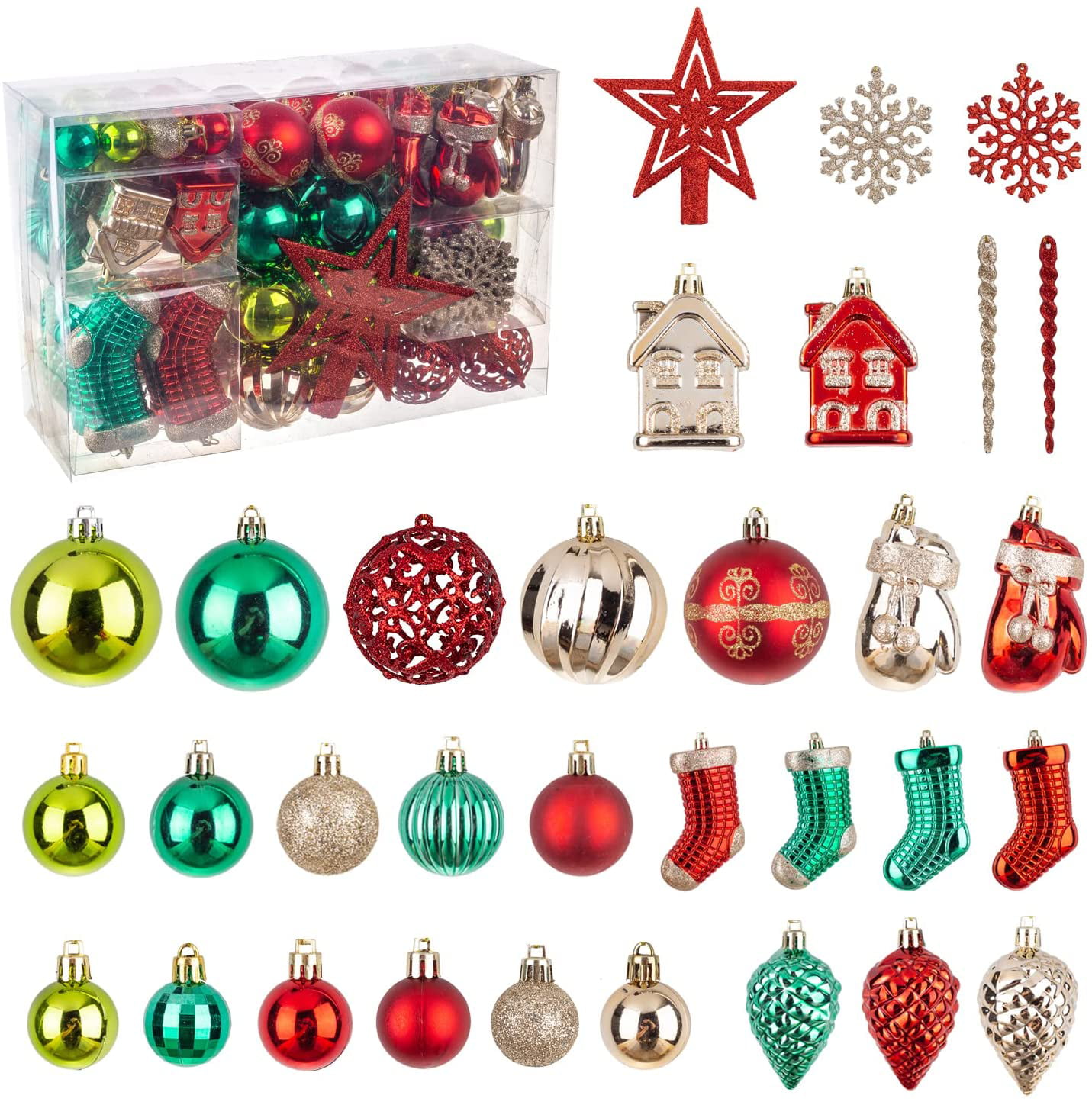 Christmas Decorative Ball Shatterproof Ornaments Baub Tree Pendants Hanging Set 