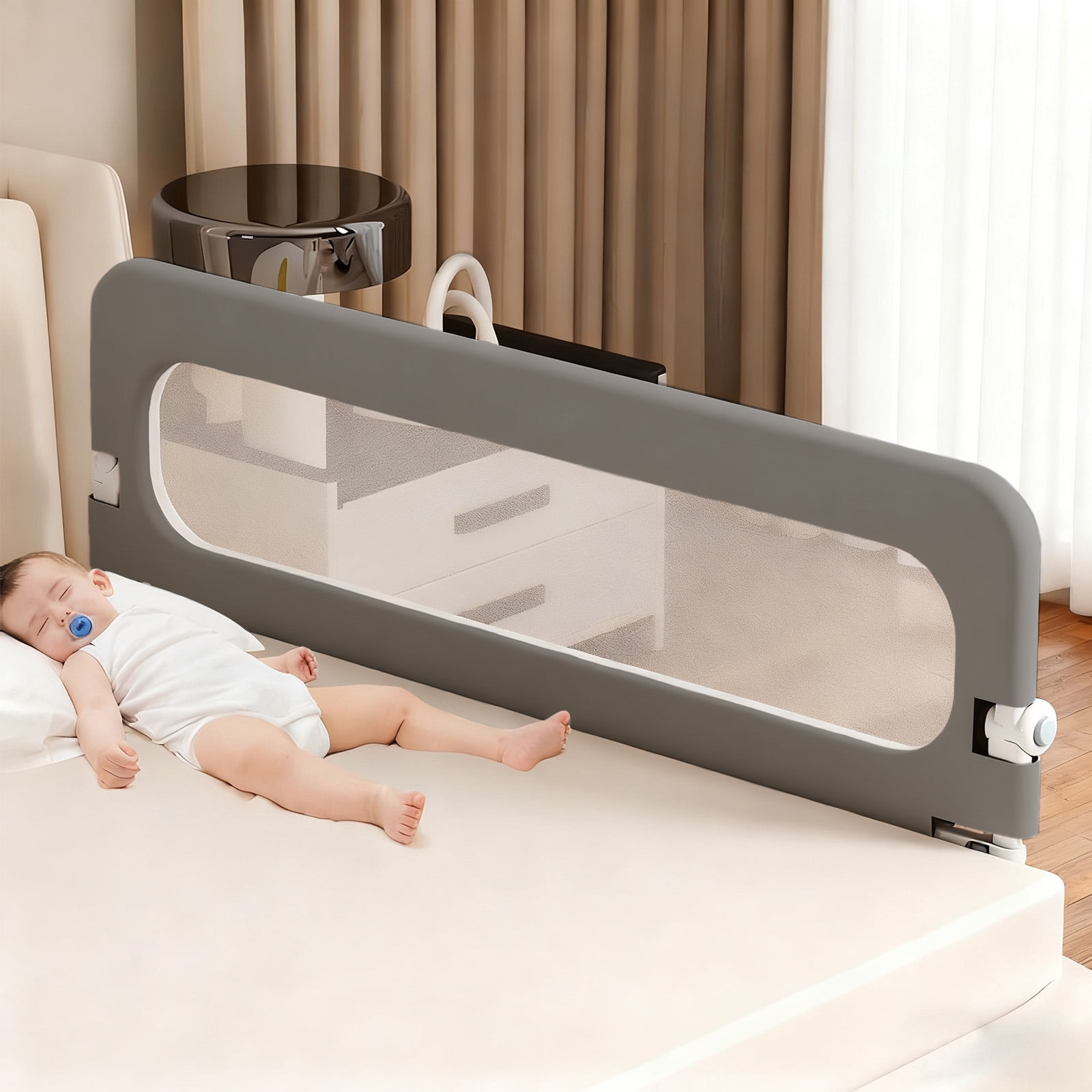 Baby Bed Rail Guard for Toddlers -47" Toddler Bed Rails for Twin, Full, Queen, King Bunk Size Bed Swing Down Bedrail Extral Tall Chil