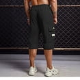 thumbnail image 4 of Nestiefly Men's Casual Drawstring Capri Cargo Pants, New 3/4 Knee Length Shorts, Stretch Elastic Summer Loose Fit Black XL, 4 of 4